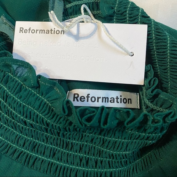 Reformation Long Sleeve Green Mini Dress NWT - Picture 14 of 15